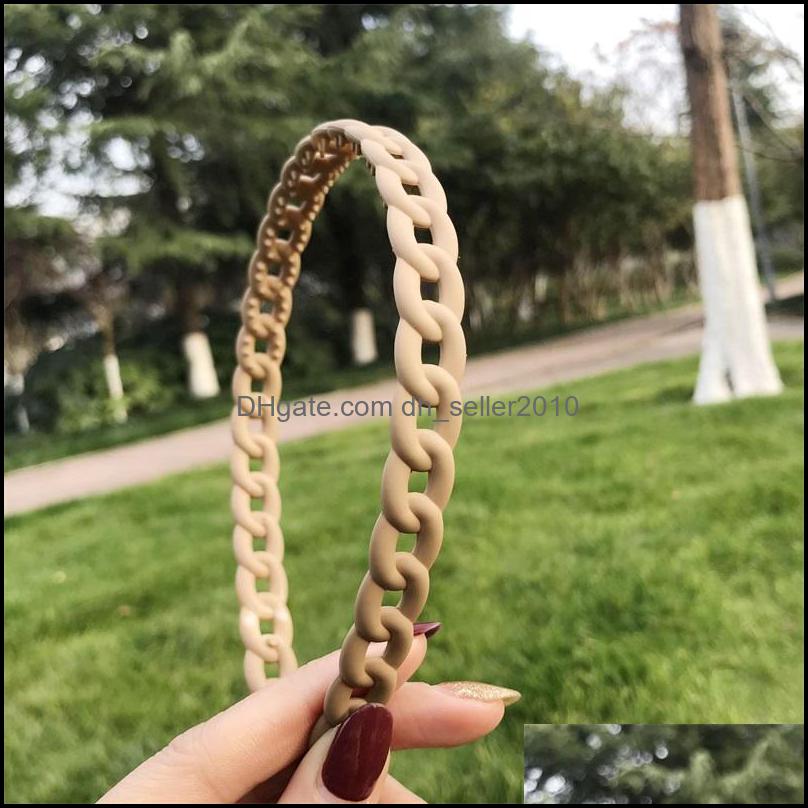 Headbands Candy Solid Color Headbands Plastic Sawtooth Chain Frosting Pressing Hair Hoop Resin Women Children Simplicity Dhseller2010 Dh57Q