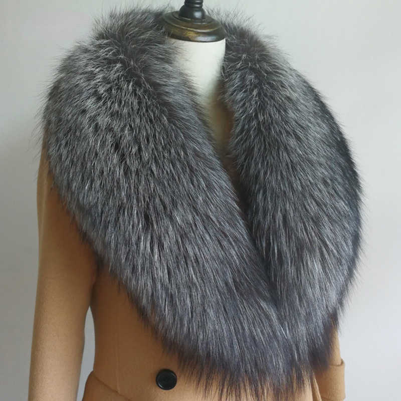 Scarves Real Fox Fur Collar For Women Men Coat Jket Shl Wraps Winter Warm Extra Large Size Neck Warmer Scarf Shls L260205