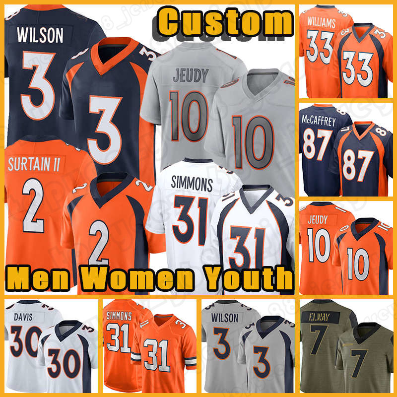 3 Russell Wilson Patrick Surtain II Football Jersey 10 Jerry Jeudy Justin Simmons Denver Bradley Chubb Broncos Javonte Williams John Elway Brandon McManus Sutton, Custom men (yema)
3 Russell Wilson Patrick Surtain II Football Jersey 10 Jerry Jeudy Justin Simmons Denver Bradley Chubb Broncos Javonte Williams John Elway Brandon McManus Sutton, Custom men (yema)