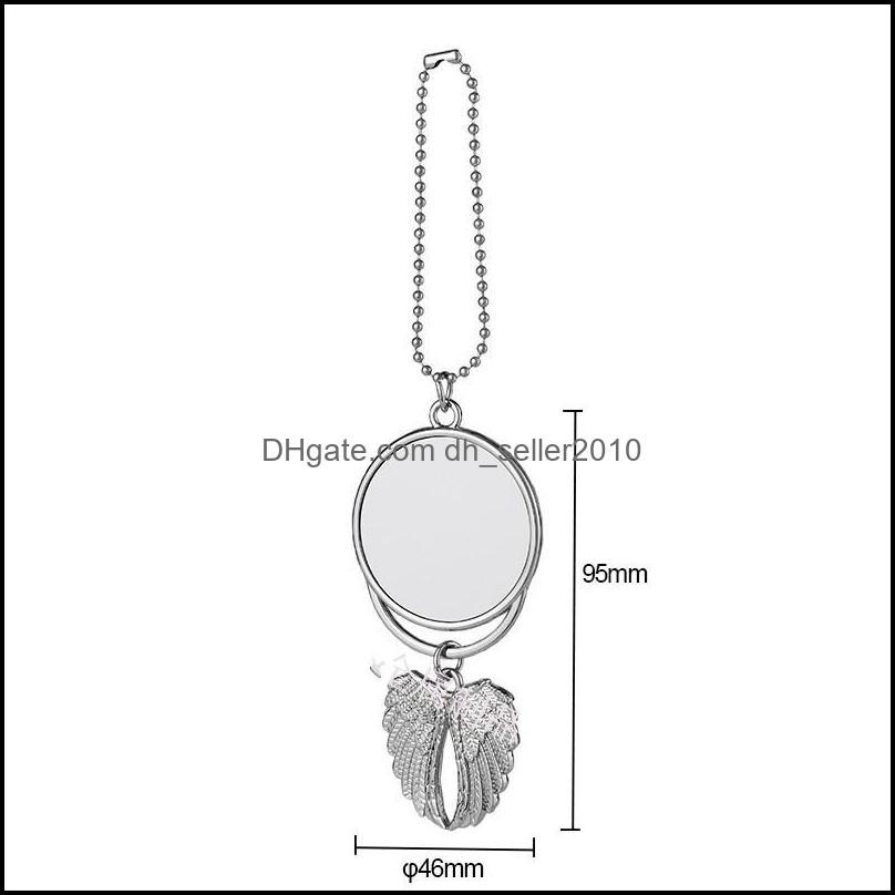 Charms Plated Sier Metal Cars Ornaments Kirsite Hanging Charm Sublimation Blanks Angel Wing Circar Mobile Pendant 4 8Mo J2 Drop Deliv Dh6Cf