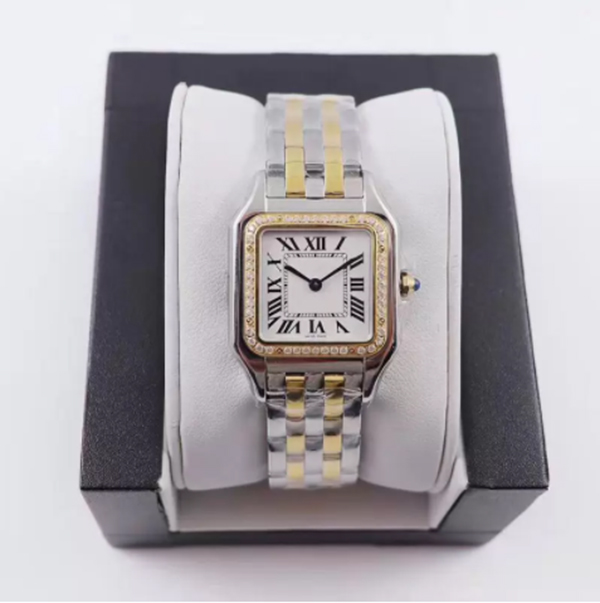 2022 Women Watches 27MM OR 22MM dial Gold/Silver Stainless Steel Quartz Lady Watch With diamond elegant wristwatch montre de luxe Santo
2022 Women Watches 27MM OR 22MM dial Gold/Silver Stainless Steel Quartz Lady Watch With diamond elegant wristwatch montre de luxe Santo
