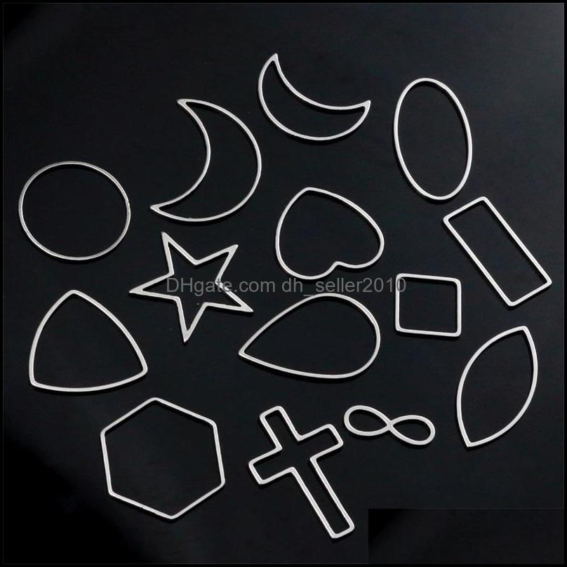 Other Jewelry Findings Components Aiovlo 10Pcs/Lot Stainless Steel Geometric Hollow Frame Bezel Diy Earring Craft Pendants Making Sup Dhj7Z