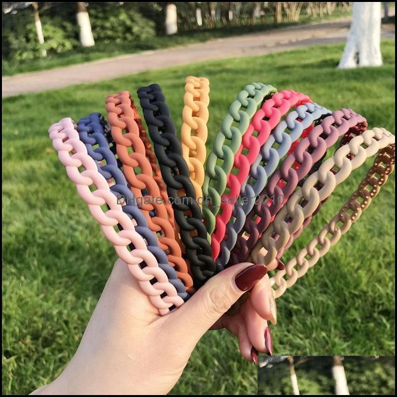 Headbands Candy Solid Color Headbands Plastic Sawtooth Chain Frosting Pressing Hair Hoop Resin Women Children Simplicity Dhseller2010 Dh57Q