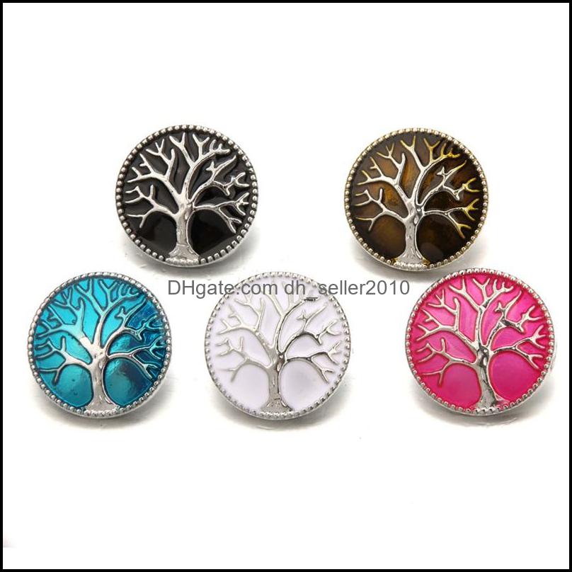 Clasps Hooks 18Mm Diy Clasps Tree Of Life Bracelets Necklace Snap Buttons Fashion Jewelry Accessories Components 1 3Tz Q2 Drop Deliv Dh8Ah