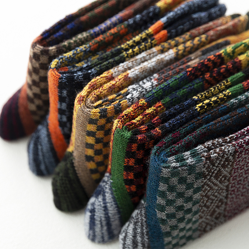 Men's Socks 5Pairslot Witner Men Women Lover Thick Warm Wool Vintage Sock Colorful Gift Free size EUR 3743 220923