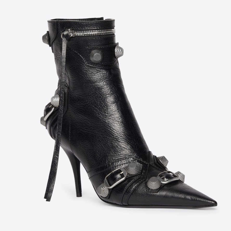 Boots stud buckle embellished Lamb leather heeled Ankle boots side zip shoes pointed Toe stiletto, Black
Boots stud buckle embellished Lamb leather heeled Ankle boots side zip shoes pointed Toe stiletto, Black