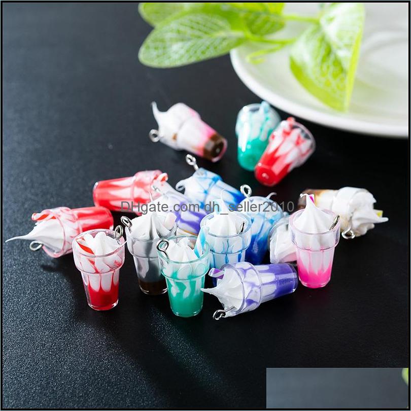 Charms Acrylic Transparent Glass Cup Charms 10Pcs/Set Fruits Sundae Colour Diy Earrings Necklace Charm Kids Women Jewelry Findings Co Dh2M1