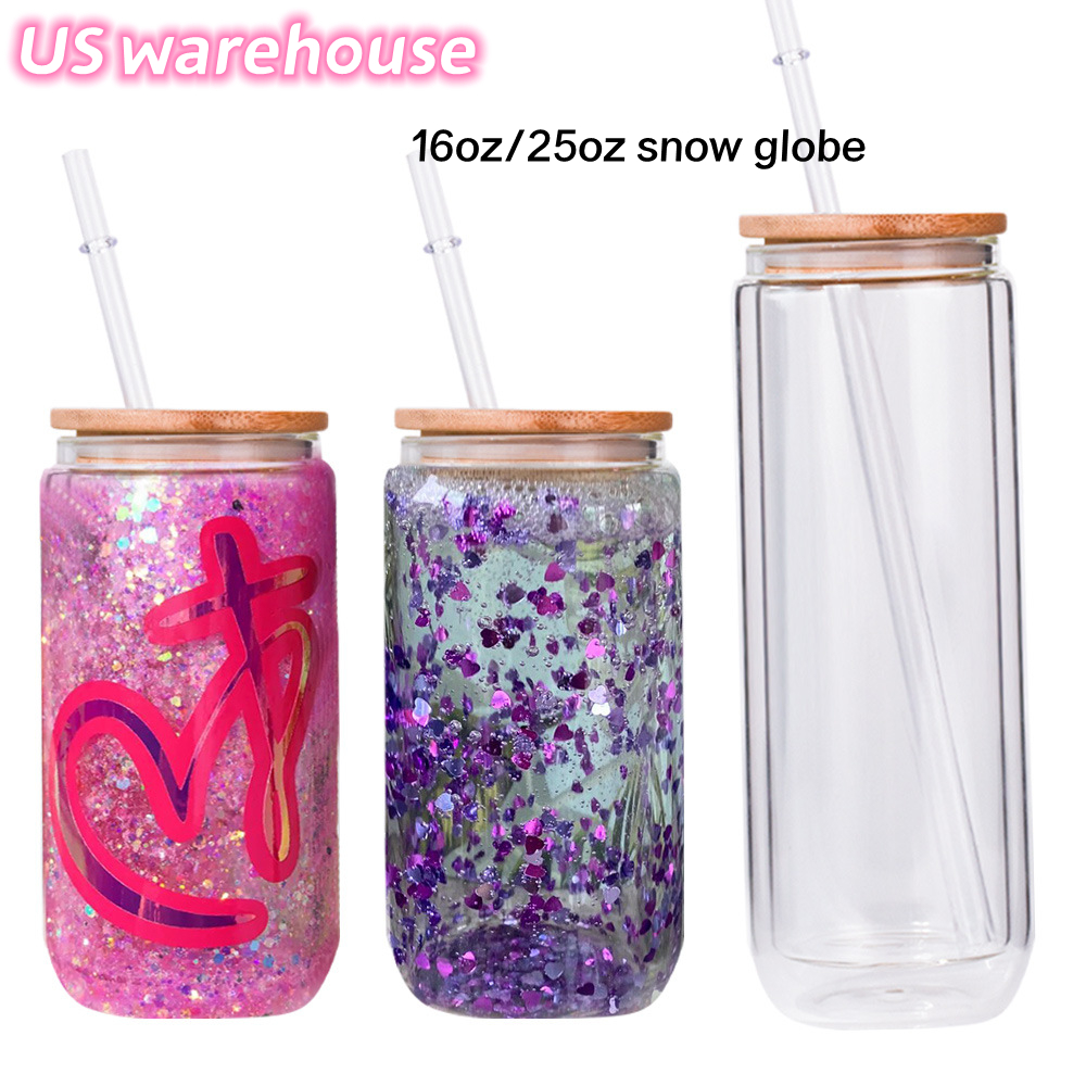 US warehouse 16oz 25oz Sublimation tumblers double wall snow globe Glass Can Creative Sequins tumblers shape Bottle with Lid and Straw Mason Jar Juice Cup Z11, Clear
US warehouse 16oz 25oz Sublimation tumblers double wall snow globe Glass Can Creative Sequins tumblers shape Bottle with Lid and Straw Mason Jar Juice Cup Z11, Clear