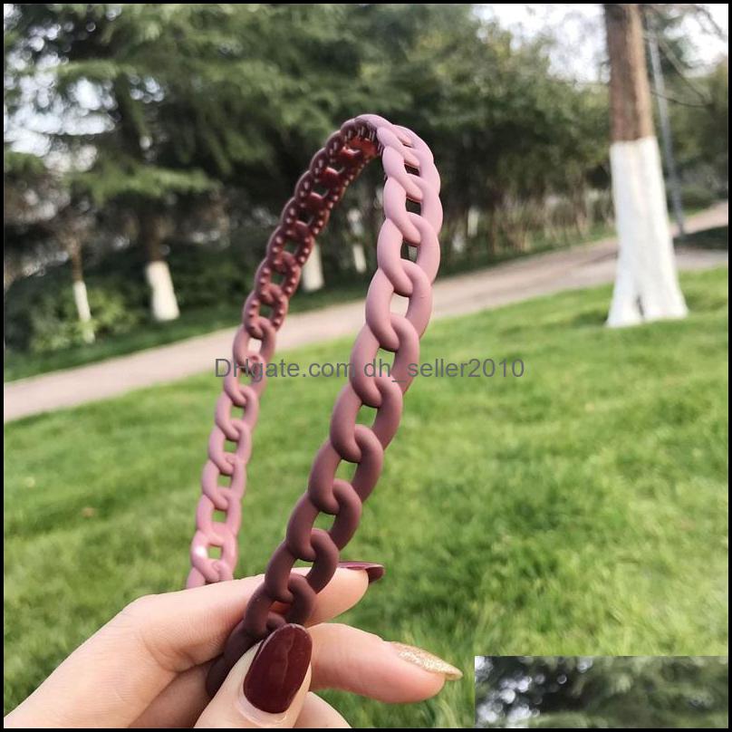 Headbands Candy Solid Color Headbands Plastic Sawtooth Chain Frosting Pressing Hair Hoop Resin Women Children Simplicity Dhseller2010 Dh57Q