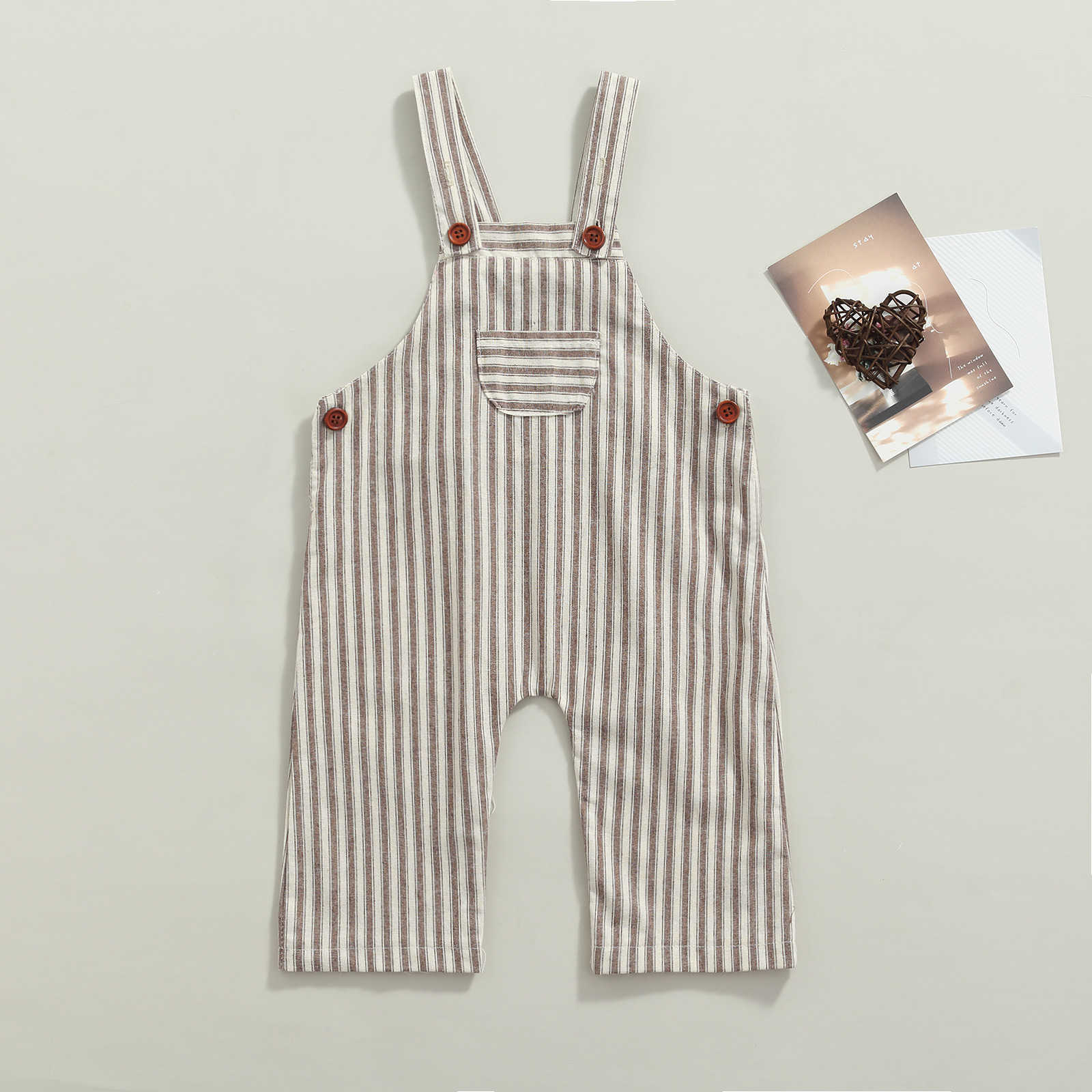 Rompers New Newborn Baby Romper Jumpsuit Stripe Sleeveless Boys Girls Baby Button Casual Jarretel Romper Kid Overall J220922