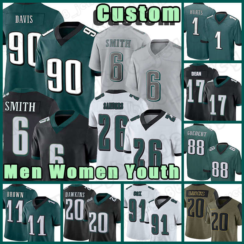 1 Jalen Hurts A.J. Brown Football Jersey Darius Slay Jr Davis Dean DeVonta Smith Jason Kelce Brandon Graham Philadelphia Eagles Gardner Minshew II Mailata Goedert, Custom women(laoying) 
1 Jalen Hurts A.J. Brown Football Jersey Darius Slay Jr Davis Dean DeVonta Smith Jason Kelce Brandon Graham Philadelphia Eagles Gardner Minshew II Mailata Goedert, Custom women(laoying)