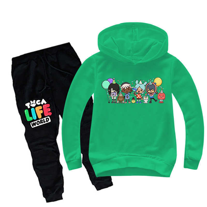 Clothing Sets Toca Life World Kids Boys Clothing Sets Game Toca Boca Life World Long Sleeve O-Neck Harajuku Hoodies Tops Pants children Suit T220919