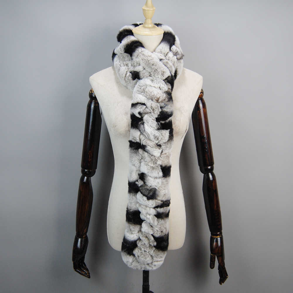 Scarves New Arrivals Women Real Rex Rabbit Fur Scarf Lady Fashion Knitted Warm Soft Winter 100% Natural Muffler Y2209