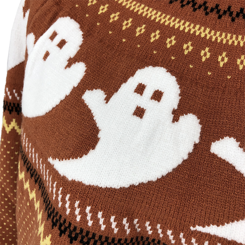 Womens Sweaters Ghost Pattern Knit Sweater Women Fashion Winter Warm Long Sleeve Loose Comfortable Pullover Black Girl Top Halloween Sweatshirt 220923