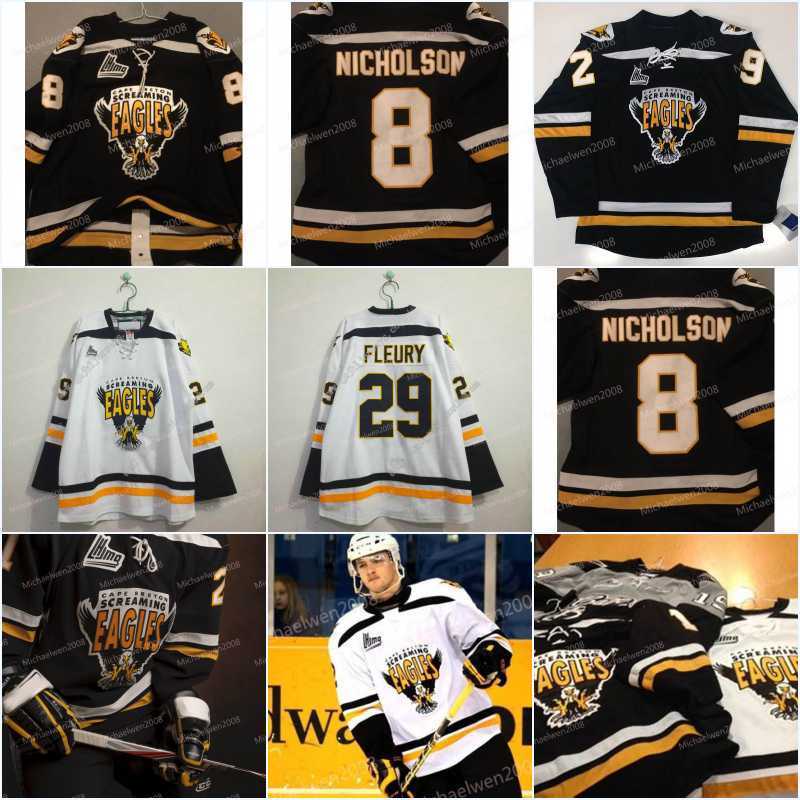 2009-Pres CHL QMJHL Cape Breton Screaming Eagles 8 Nicholson 29 Marc-Andre Fleury Home 4 David Victor Customize Jerseys White Black
2009-Pres CHL QMJHL Cape Breton Screaming Eagles 8 Nicholson 29 Marc-Andre Fleury Home 4 David Victor Customize Jerseys White Black