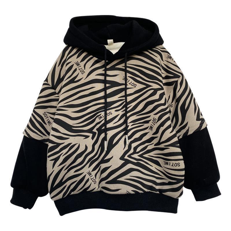 Pullover Kids Girls Sweatshirt Warm Hoodie Kid Christmas Teenager Boys Baby Zebra Pattern Casual 4 12 Years 220924