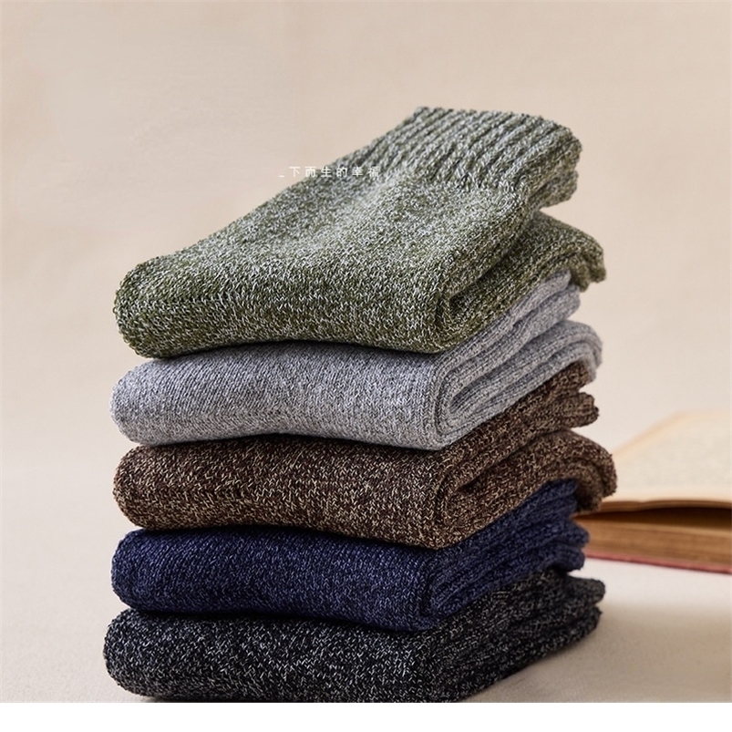 Men's Socks 5 Pairs Mens Thermal Winter Warm Socks Crew Cotton Trends Dress Sock Male Terry Thick Work Socks Gifts for Men 220923