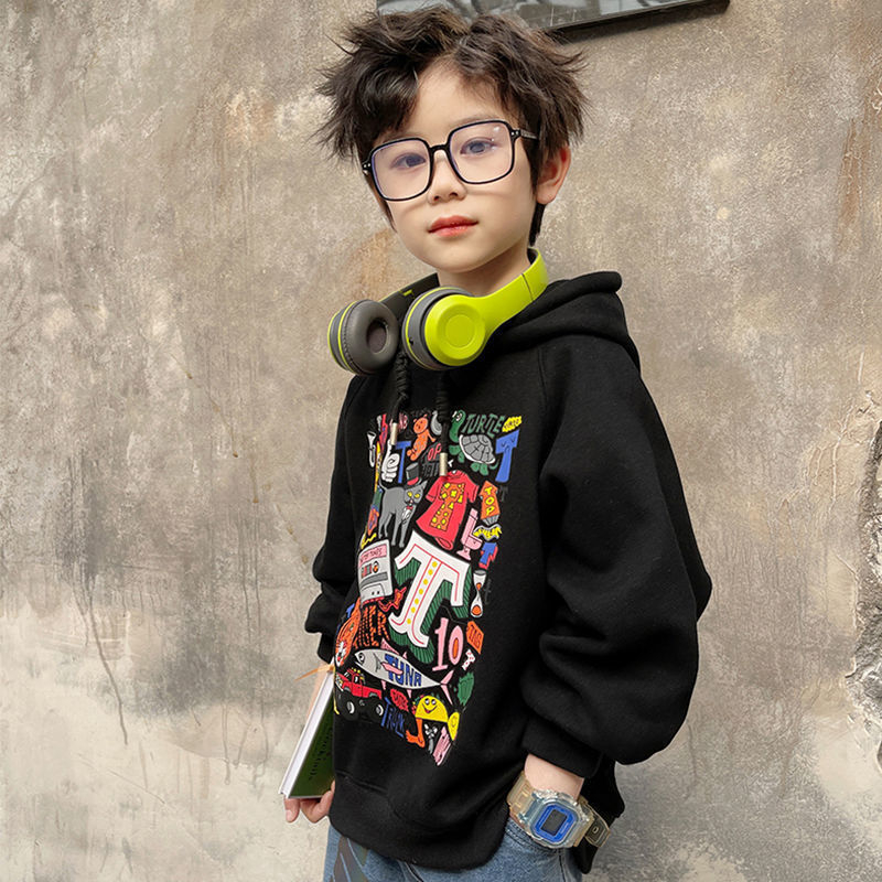 Pullover Boys Hoodies For Autumn Black Green Kids Print Long Sleeve Teen Children Cartoon 6 8 10 12 14 Y 220924
