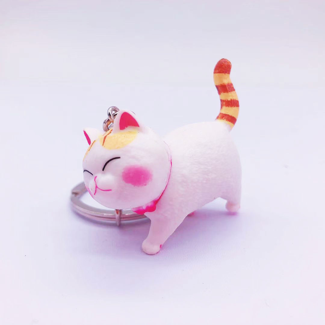 Kitten Cat Pendant Key Chains Rings Cute Cartoon Vinyl Car Keyrings Holder Bag Hanging Charm Creative Fashion Design Animal Jewelry Keychains Trinkets