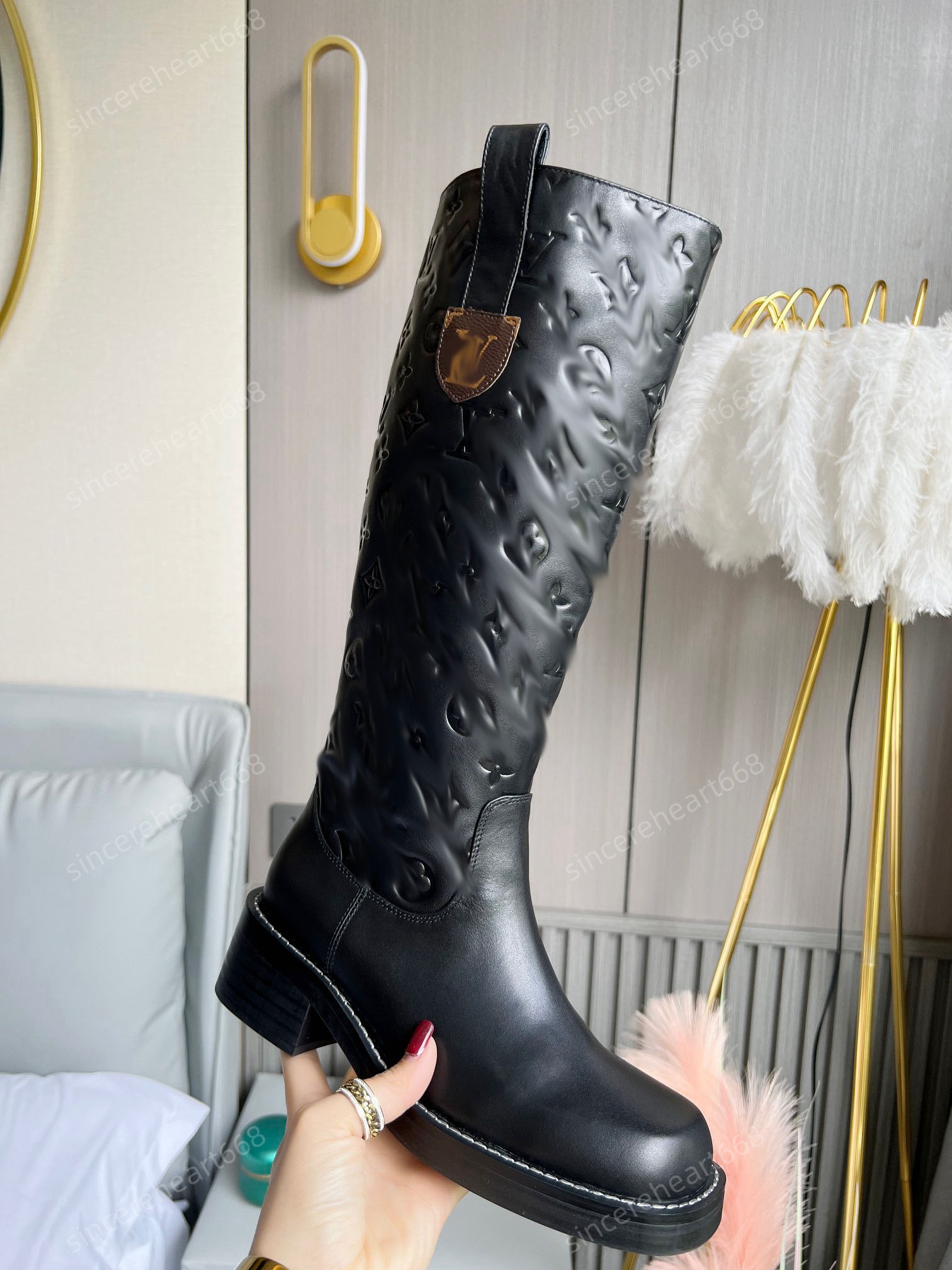 Boots knitted sock Over knee-high tall stiletto boots stretch