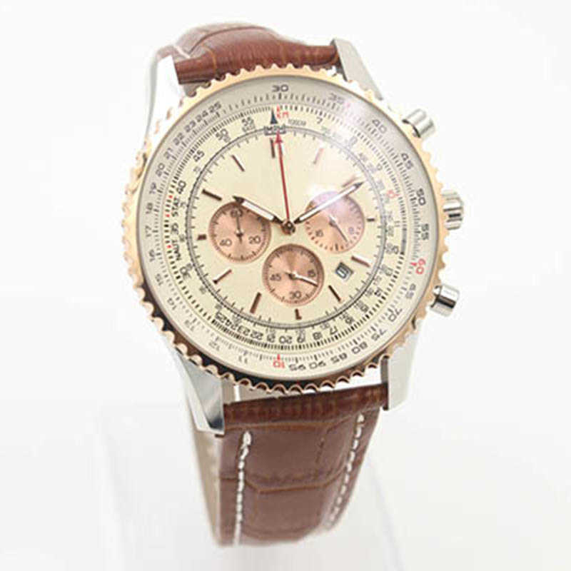 TWO TONE 46MM Watch New Quality B06 B01 Chronograph Battery Movement Quartz Dial Men Silver Watch Brown Leather Mens Wristwatches
TWO TONE 46MM Watch New Quality B06 B01 Chronograph Battery Movement Quartz Dial Men Silver Watch Brown Leather Mens Wristwatches