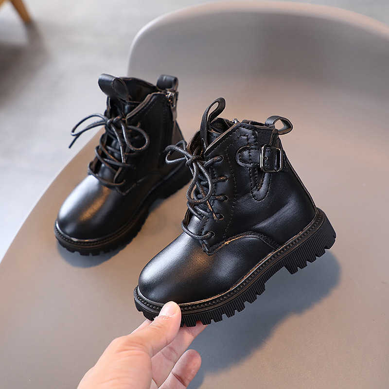 Boots Children's Pu Leather Boots 2024 Autumn Kids Anti-slip Casual Shoes Fashion Girls Soft Bottom Short Boots Size 21-30 H259 T240921