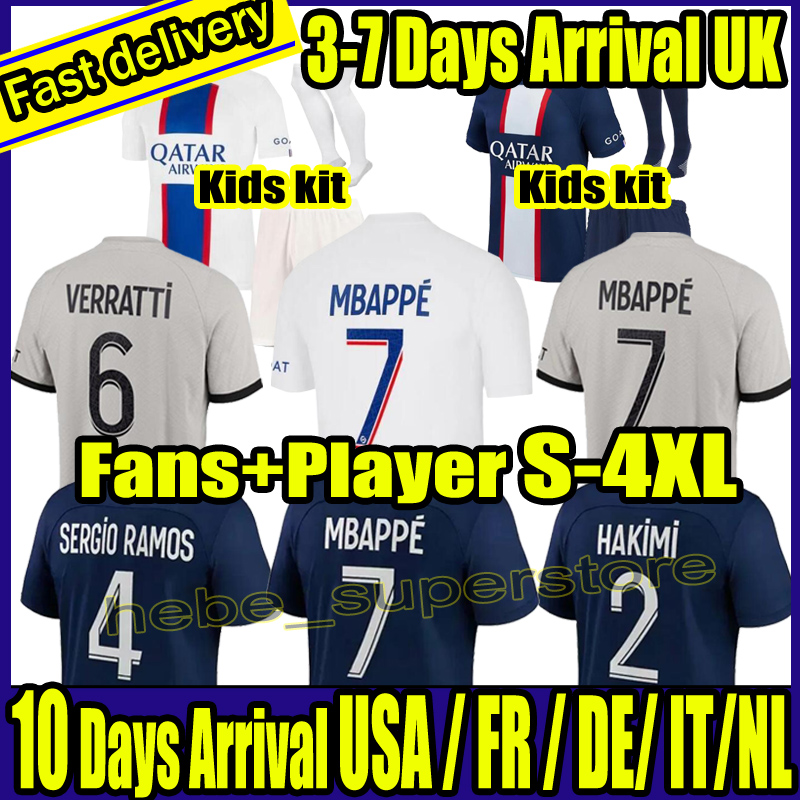 S-4XL 22 23 soccer jersey MBAPPE 7 HAKIMI 30 10 FANS PLAYER SERGIO RAMOS pSGS Maillots de football shirt 2022 2023 MARQUINHOS VERRATTI HAKIMI men kids kit sets, Third
S-4XL 22 23 soccer jersey MBAPPE 7 HAKIMI 30 10 FANS PLAYER SERGIO RAMOS pSGS Maillots de football shirt 2022 2023 MARQUINHOS VERRATTI HAKIMI men kids kit sets, Third