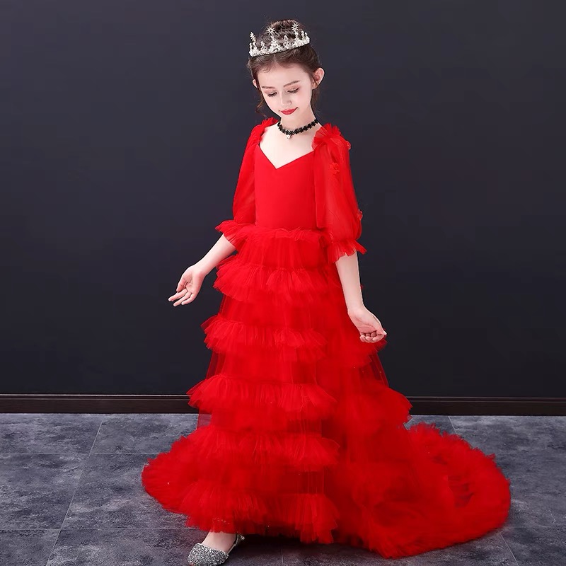 Cute Flower Girl Dresses For Wedding Spaghetti Lace Floral Appliques tutu Tiered Skirts Girls Christmas Pageant Dress A Line Kids Birthday Gowns