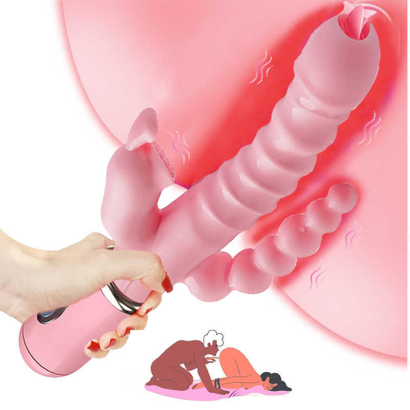 Massager 3 in 1 G-spot Nipple Vaginal Vibrator for Women Couple Butt Anal Plug Dildo Masturbators Juguetes Sexuales