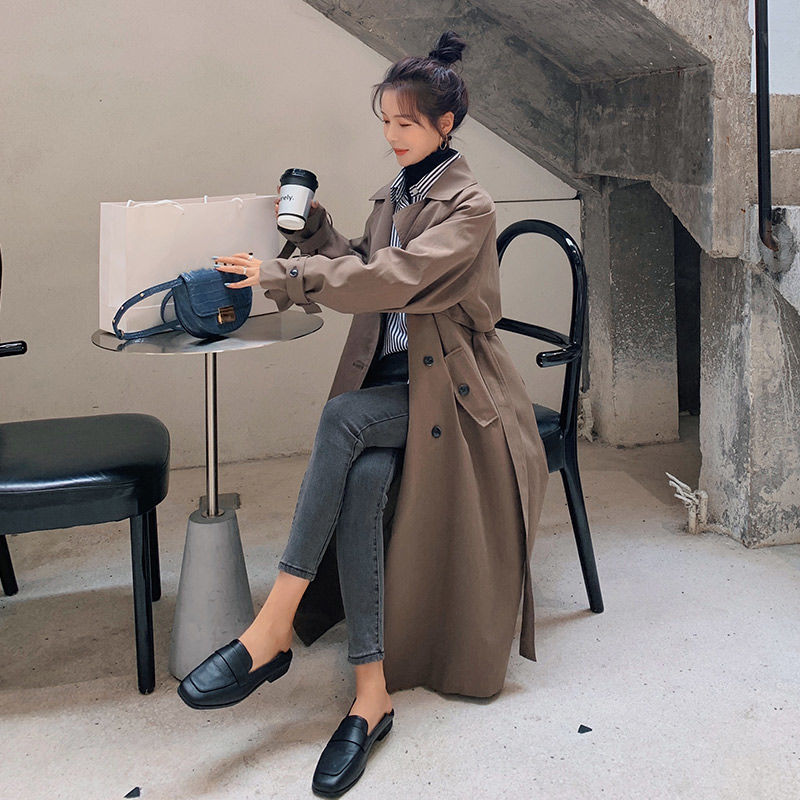 Coats Fashion Trench Women's Casual Ladies Work Wear Nice Windbreaker Black Women Clothes Woman Female OL Jacket Long Trench Coat Bat159 2