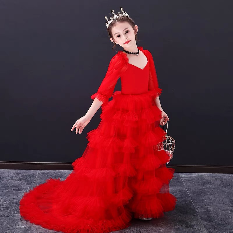 Cute Flower Girl Dresses For Wedding Spaghetti Lace Floral Appliques tutu Tiered Skirts Girls Christmas Pageant Dress A Line Kids Birthday Gowns