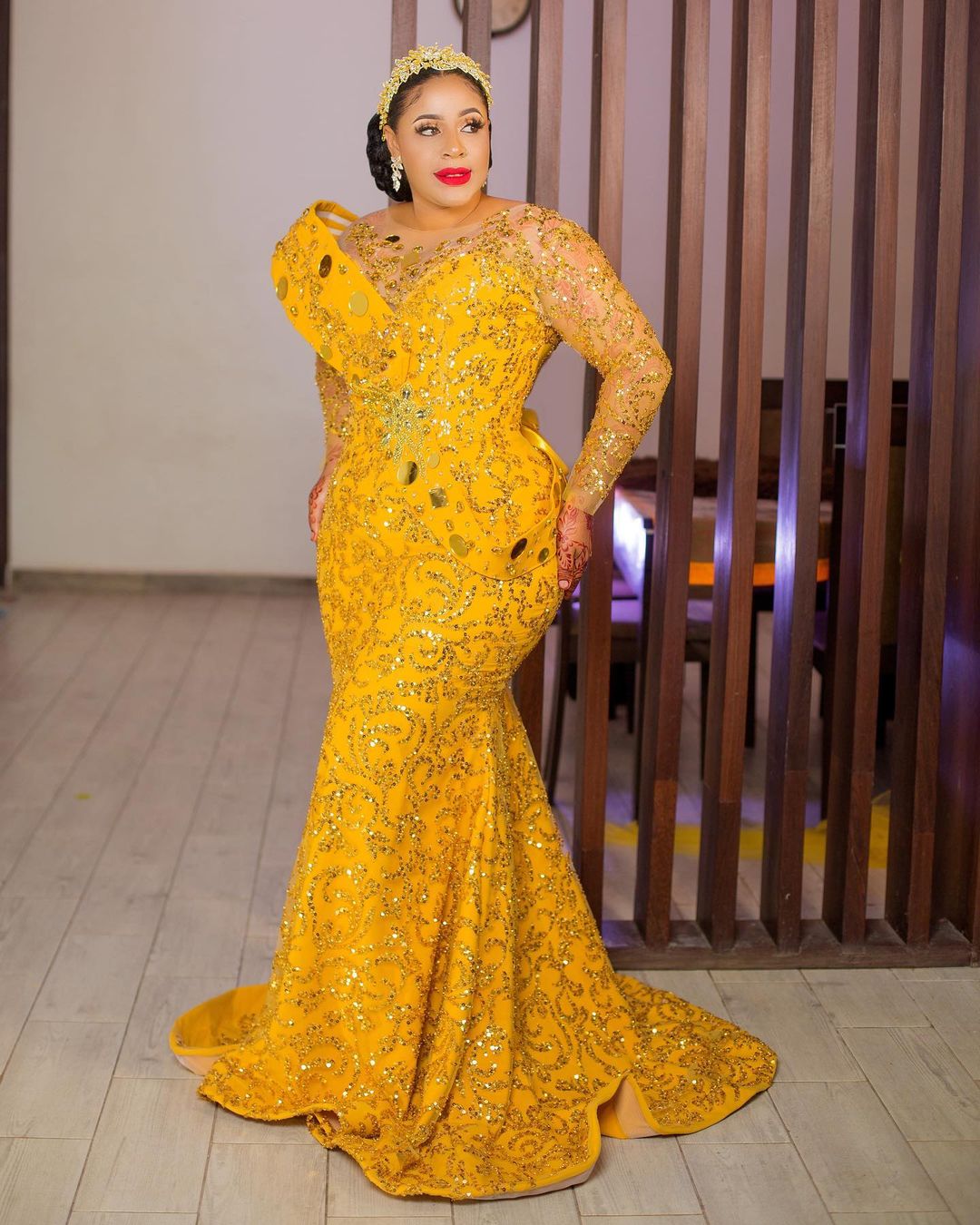Arabic Aso Ebi Mermaid Yellow Prom Dresses Beaded Crystals Evening Formal Party Second Reception Birthday Engagement Gowns Dress ZJ6778