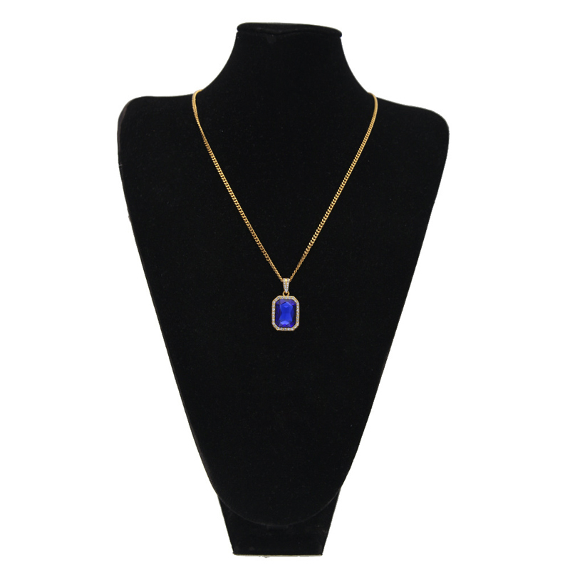 Pendant Necklaces Vintage Hip Hop Golden Bling Iced Out Mini Stone Stainless Steel Chain Pendants For Men Women Charm Crystal Jewelry 220924