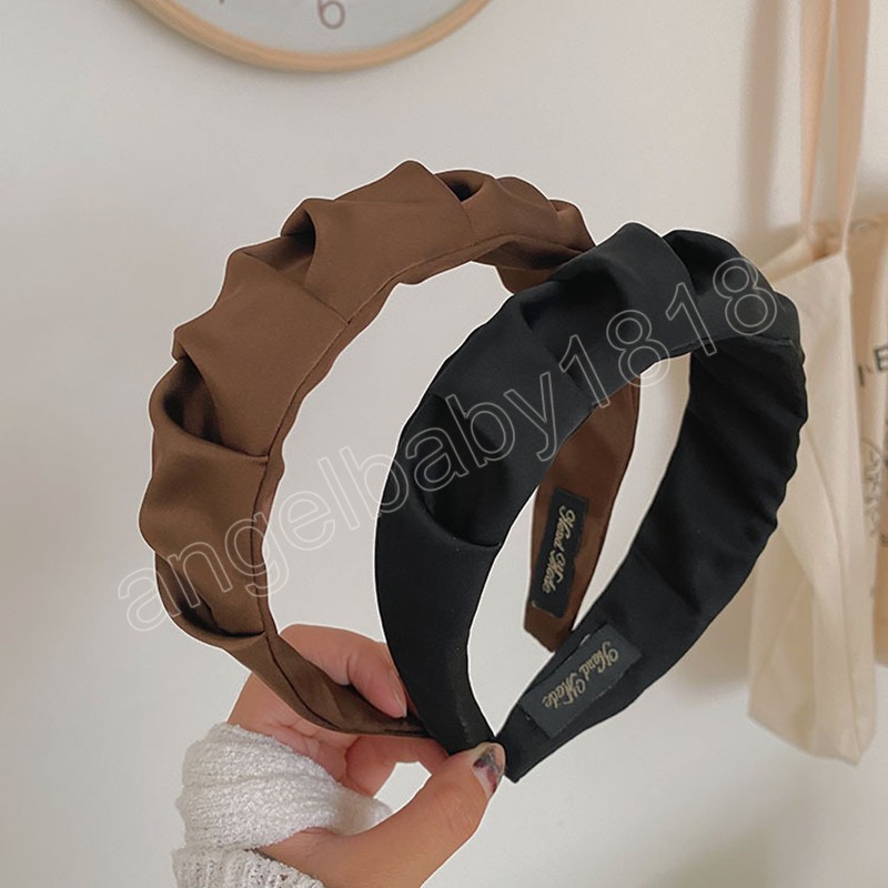 Solid Color Fabric Pleated Headband Fashion Hair Accessories Women's Trend Simple Temperament Hairband Hair Band Girl Headwear