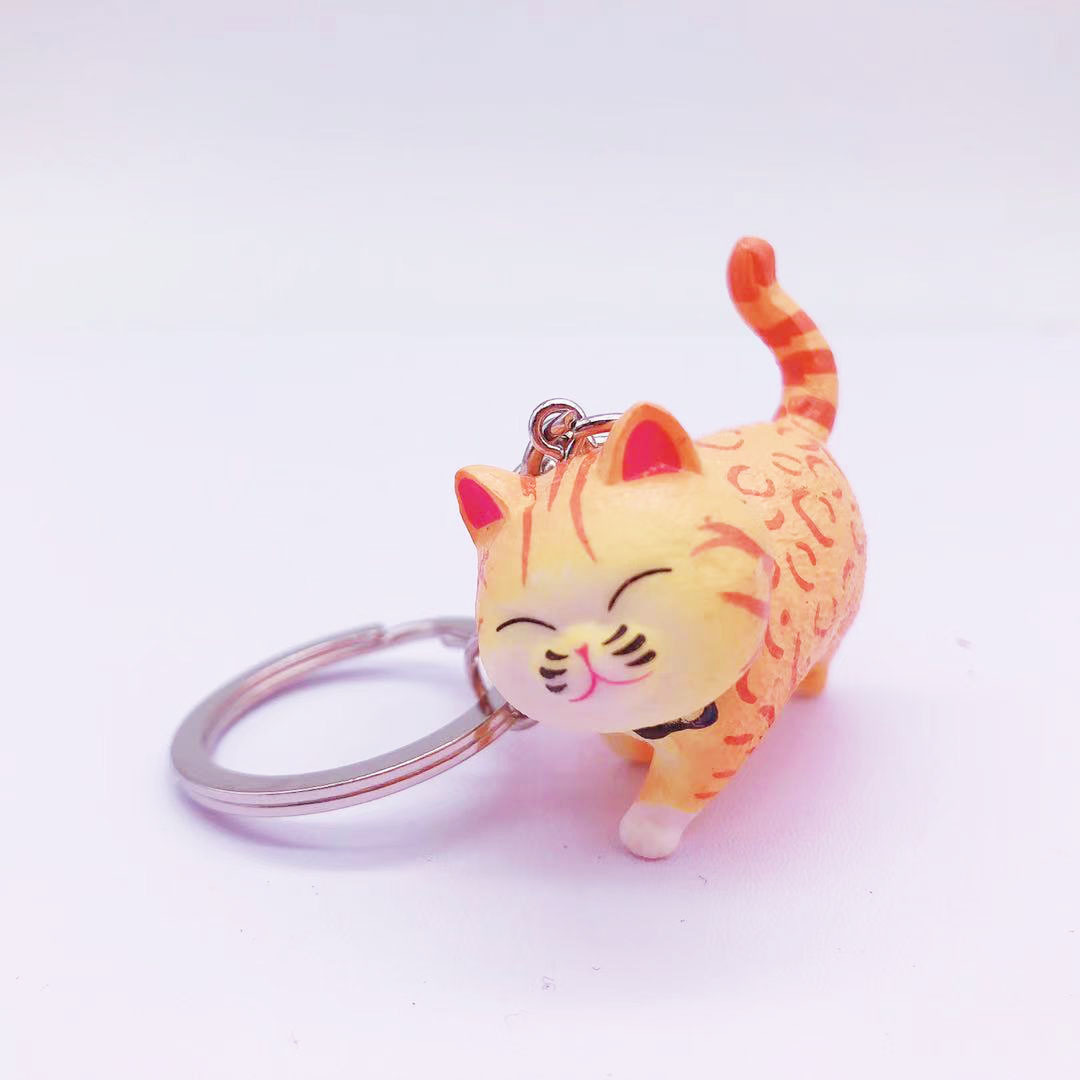 Kitten Cat Pendant Key Chains Rings Cute Cartoon Vinyl Car Keyrings Holder Bag Hanging Charm Creative Fashion Design Animal Jewelry Keychains Trinkets