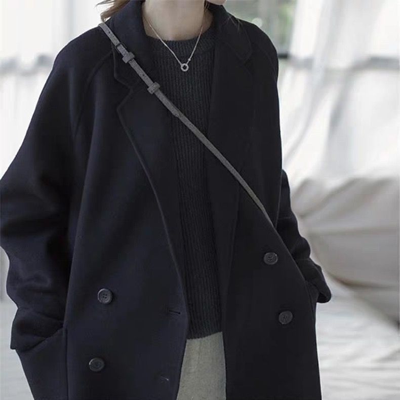 Women's Wool Blends Autumn and Winter Style Windbreaker Feminine Temperament Fashionable Woolen Coat Versatile European and American Wool Coa 220