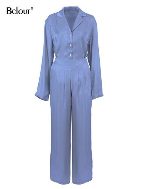 Women's Two Piece Pants Bclout Green Vintage Two Piece Sets Women Autumn Suits Of Elegant Woman Long Sleeve Top And High Waist Pants 2 Piece Set 