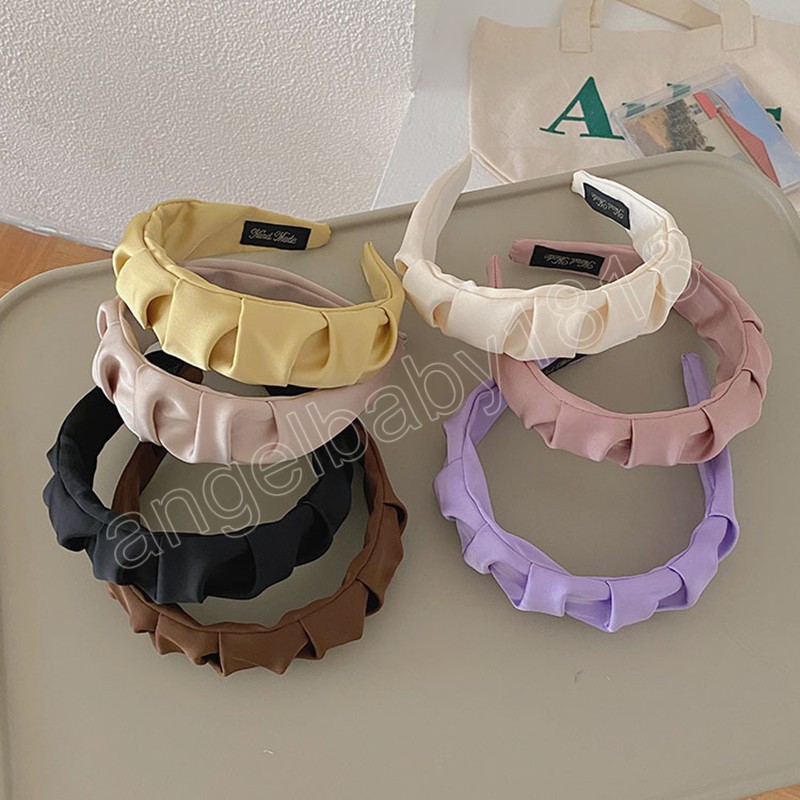 Solid Color Fabric Pleated Headband Fashion Hair Accessories Women's Trend Simple Temperament Hairband Hair Band Girl Headwear