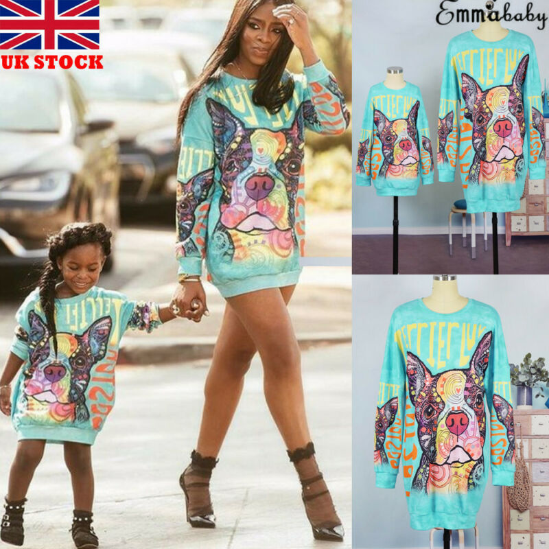 Family Matching Outfits Mother Daughter Hoodie Clothe Kids Girl Cartoon Dog Cute Dress mommy and me clothes Warm Clothing 220924