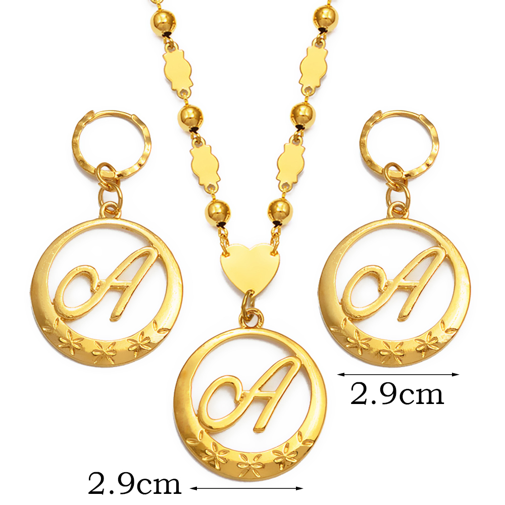 Pendant Necklaces Anniyo Hawaiian Cursive Letters Initial Chain for Women Ball Beads English Letter Jewelry Womens Girls #135006 220924