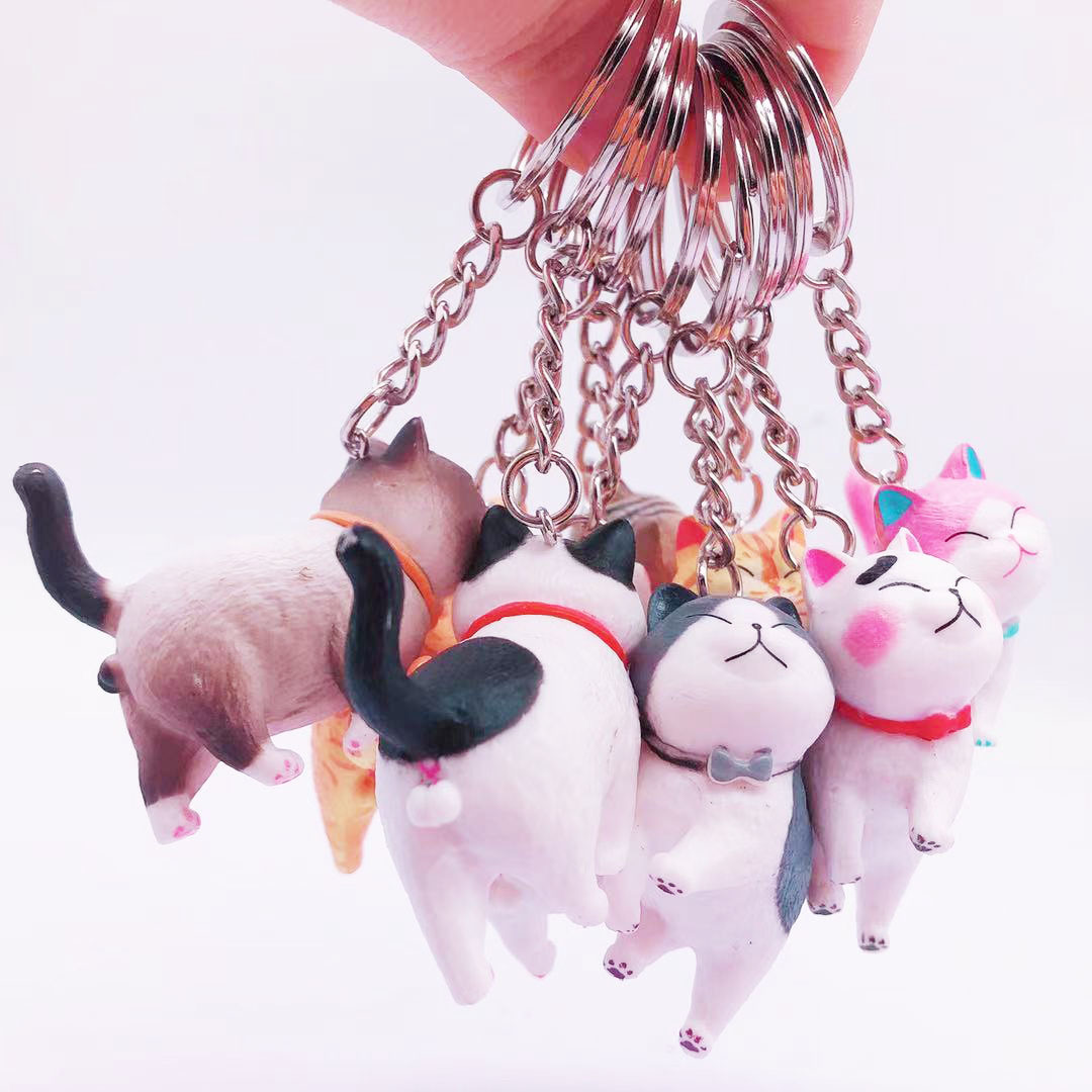 Kitten Cat Pendant Key Chains Rings Cute Cartoon Vinyl Car Keyrings Holder Bag Hanging Charm Creative Fashion Design Animal Jewelry Keychains Trinkets