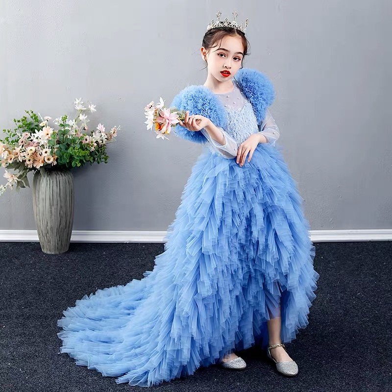 Cute Flower Girl Dresses For Wedding Spaghetti Lace Floral Appliques Tiered Skirts Girls Pageant Dress ball gown Kids tutu Birthday Gowns