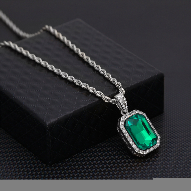 Pendant Necklaces Vintage Hip Hop Golden Bling Iced Out Mini Stone Stainless Steel Chain Pendants For Men Women Charm Crystal Jewelry 220924