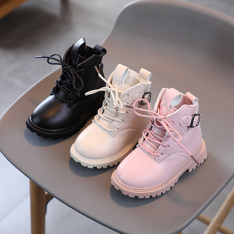 Boots Children's Pu Leather Boots 2024 Autumn Kids Anti-slip Casual Shoes Fashion Girls Soft Bottom Short Boots Size 21-30 H259 T240921