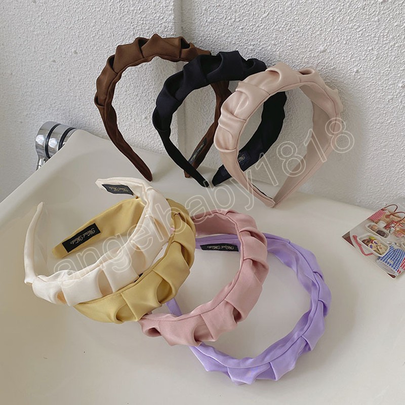 Solid Color Fabric Pleated Headband Fashion Hair Accessories Women's Trend Simple Temperament Hairband Hair Band Girl Headwear