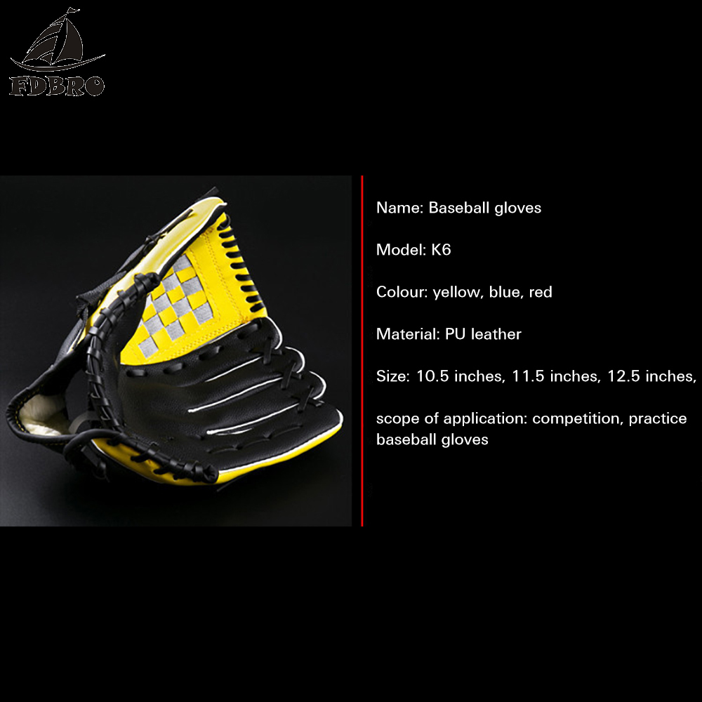Sports Gloves FDBRO 1pcs Baseball Equipment Baseball Glove PU Thickened Baseball Glove Children Youth Closed Softball Basked Softball Gloves 220924