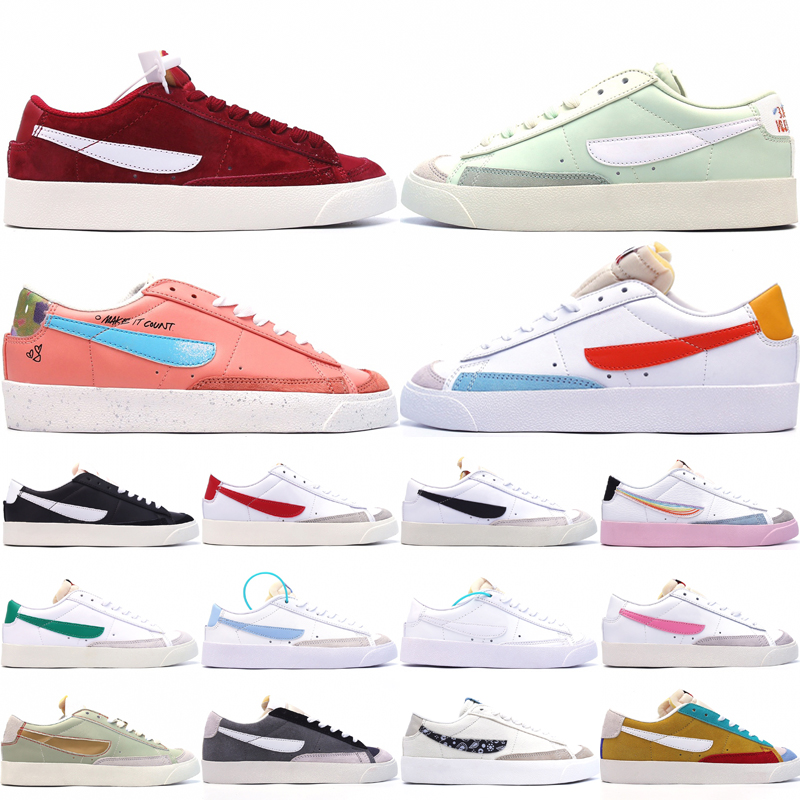 

Top Blazers Low Men Women Casual Shoes 77 Vintage White Black Make it Count Pink Oxford Sea Glass Outdoor Skateboard Sneakers Size 36-45, Bubble wrap packaging