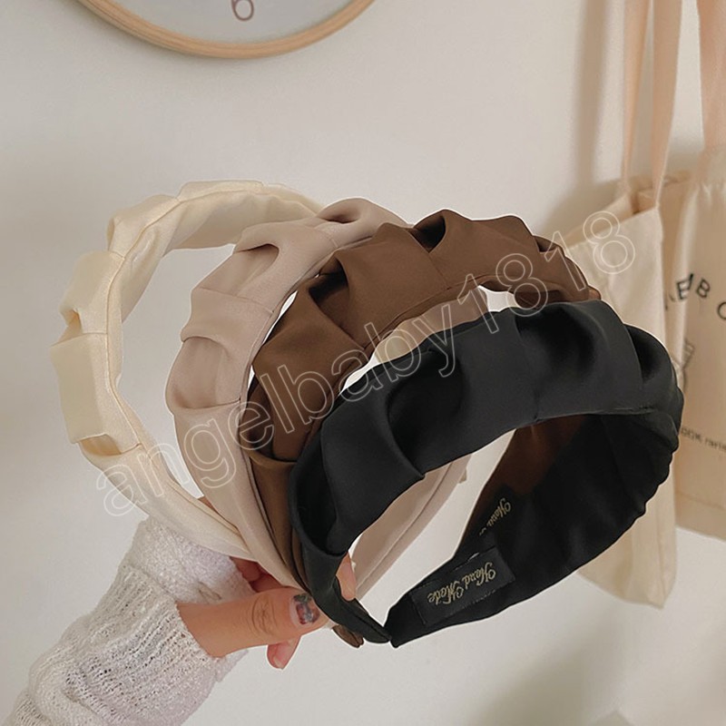 Solid Color Fabric Pleated Headband Fashion Hair Accessories Women's Trend Simple Temperament Hairband Hair Band Girl Headwear