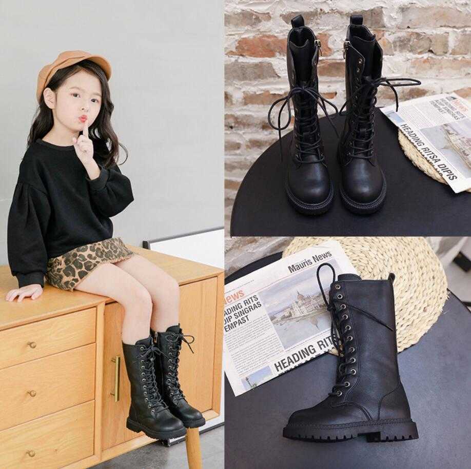 Boots Girls Snow PU Leather Solid Children Shoes Fashion Zipper Knee-high Kids For Boys kids winter boots Size 26-37 T220925