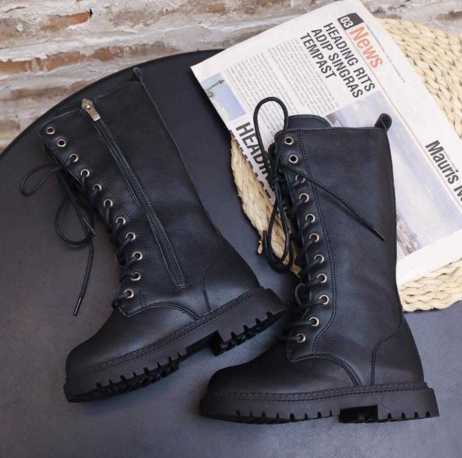 Boots Girls Snow PU Leather Solid Children Shoes Fashion Zipper Knee-high Kids For Boys kids winter boots Size 26-37 T220925